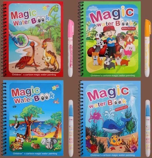 Reusable Magic Water Quick Dry Book (Multi Color, 4 Books)